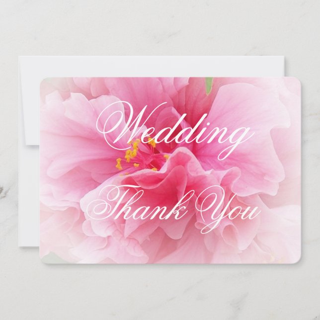 Pink Floral Design Wedding Dankeskarte (Vorderseite)