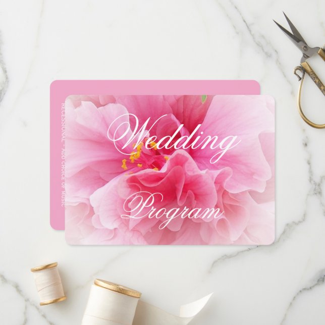 Pink Floral Design Wedding Programm (Vorderseite/Rückseite Beispiel)