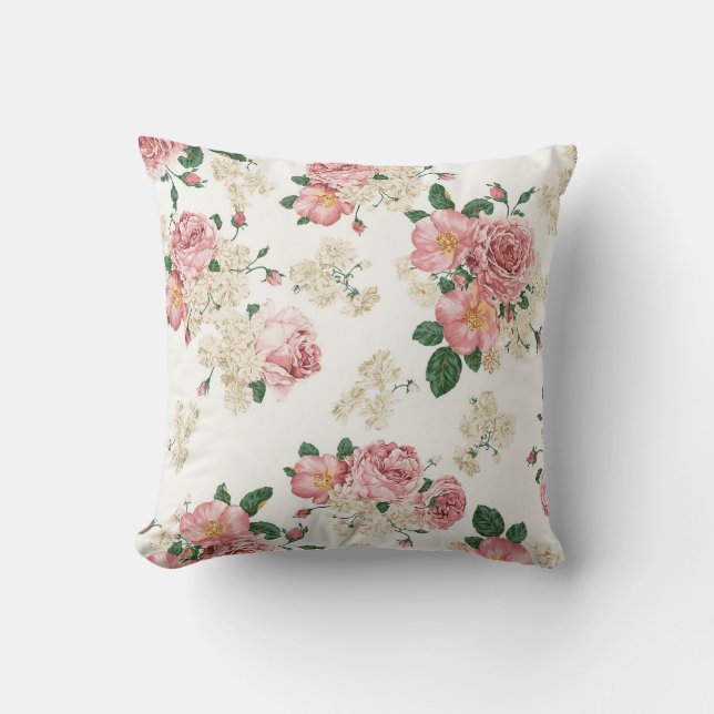 Pink Floral Designer Pillows - Geeignete Geschenke Kissen (Vorderseite)