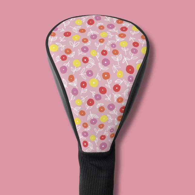 Pink Floral Ditsy Golf Head Cover Headcover (Floral ditsy cute golf head cover)