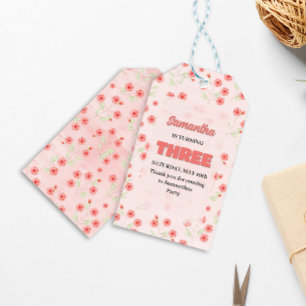 Pink Floral Dritter Geburtstag Custom Gastgeschenk Geschenkanhänger