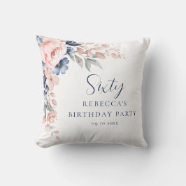 Pink Floral Elegant Script 60. Geburtstag Kissen