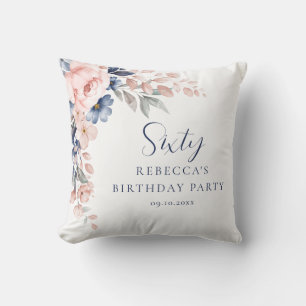 Pink Floral Elegant Script 60. Geburtstag Kissen