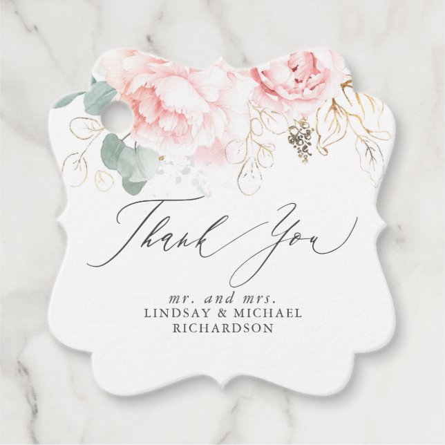 Pink Floral Elegant Vielen Dank für Ihre Lieblings Geschenkanhänger (Vorderseite)