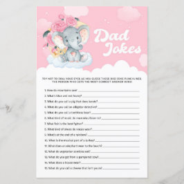 Pink Floral Elephant Baby Dusche Vater Jokes Game