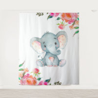 Pink Floral Elephant Kinderzimmer