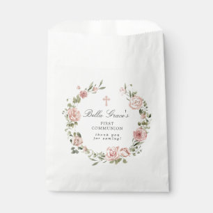 Pink Floral Erste Kommune Vielen Dank für Ihre Unt Geschenktütchen