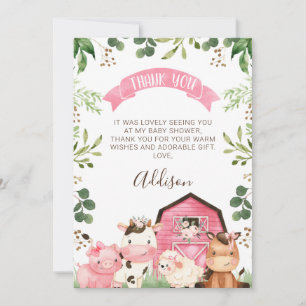 Pink Floral Farm Barn Babydusche Danke Karte
