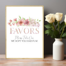Pink Floral Favoriten Schild Poster