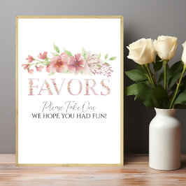 Pink Floral Favoriten Schild Poster