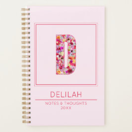 Pink Floral Feminine Monogram Name Letter D Planer