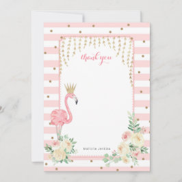 Pink Floral Flamingo mit Krone danke Karte