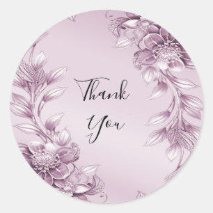 Pink Floral Foliage Aufkleber