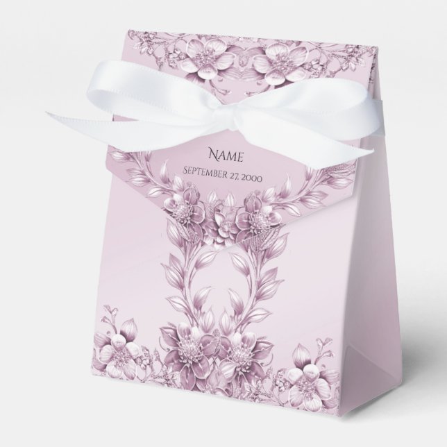Pink Floral Foliage Geschenkschachtel (Vorderseite)