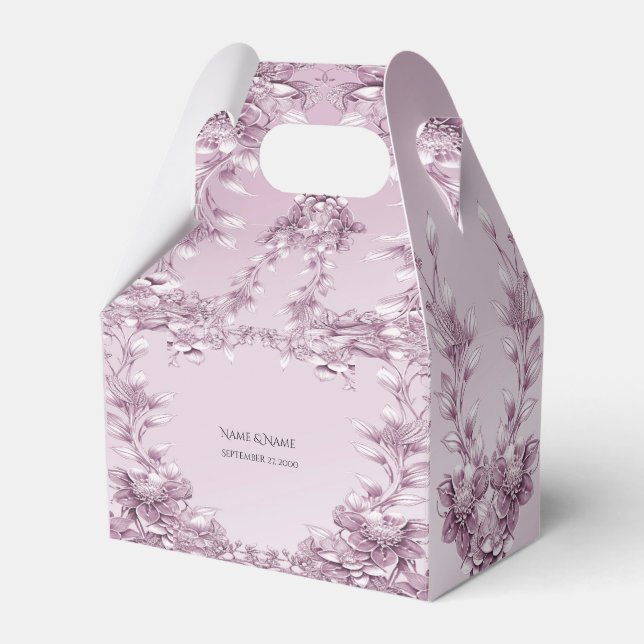 Pink Floral Foliage Geschenkschachtel (Vorderseite)