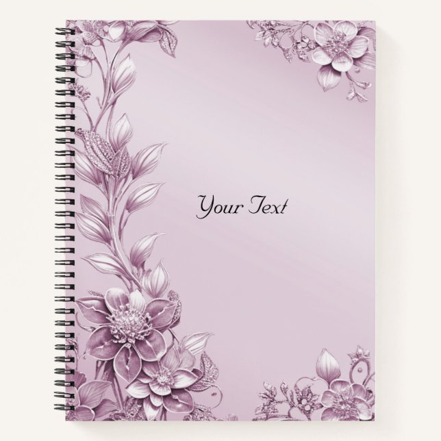 Pink Floral Foliage Notebook Notizbuch (Vorderseite)