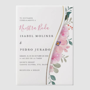 Pink Floral Foliage Nuestra Boda Spanische Hochzei