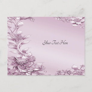 Pink Floral Foliage Postkarte