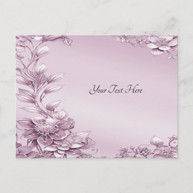 Pink Floral Foliage Postkarte (Vorderseite)