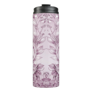 Pink Floral Foliage Thermal Tumbler Thermosbecher