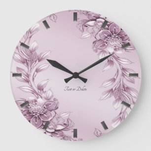 Pink floral Folior Wall Clock Große Wanduhr