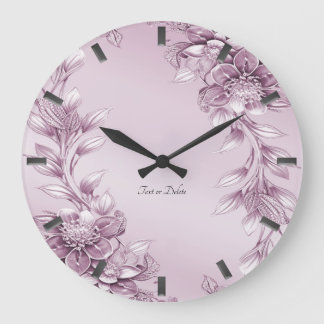 Pink floral Folior Wall Clock Große Wanduhr