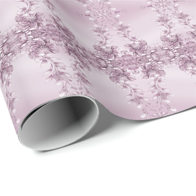 Pink Floral Folipapier Geschenkpapier (Rolleneckpunkt)