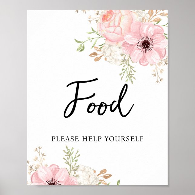 Pink Floral Food Baby Dusche Poster (Vorne)