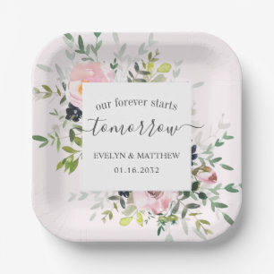Pink Floral Forever fängt morgen Probe an Pappteller