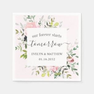Pink Floral Forever fängt morgen Probe an Serviette