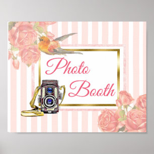 Pink Floral Foto Stand Hochzeitsschild Poster