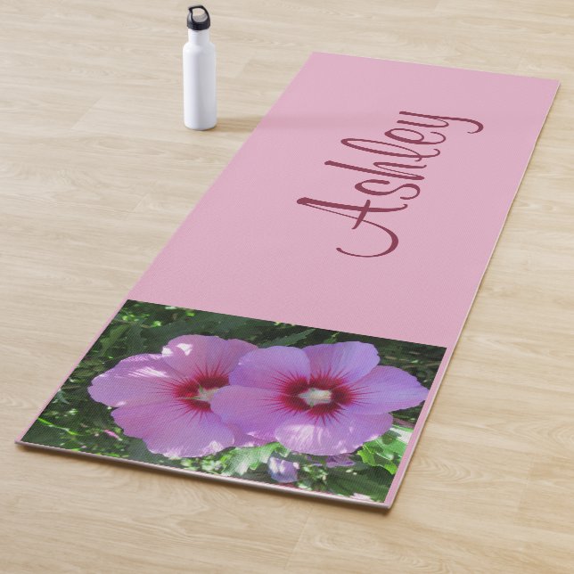 Pink Floral Fotoname Yogamatte (Beispiel)