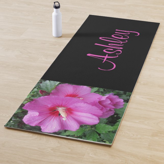 Pink Floral Fotoname Yogamatte (Beispiel)