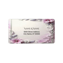 Pink Floral Frame Address Label Adressaufkleber