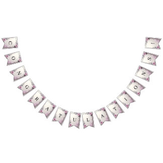 Pink Floral Frame Bunting Flag Wimpelkette