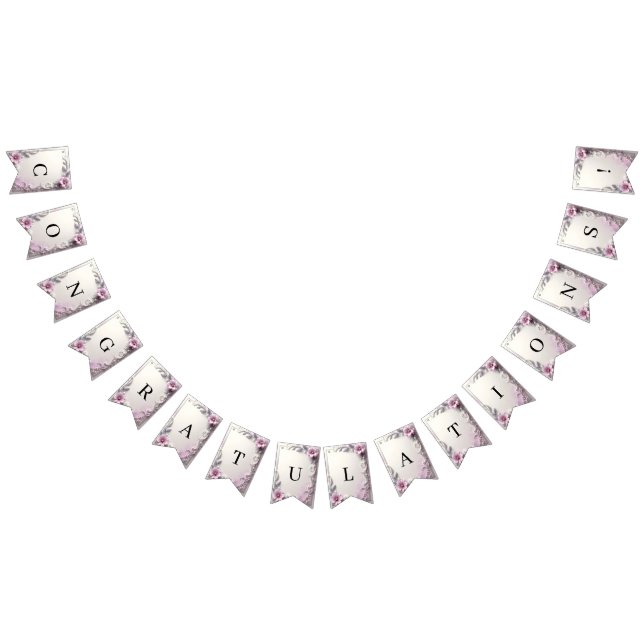 Pink Floral Frame Bunting Flag Wimpelkette (Alle)