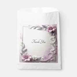 Pink Floral Frame Favor Bag Geschenktütchen