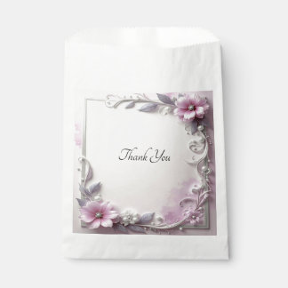 Pink Floral Frame Favor Bag Geschenktütchen