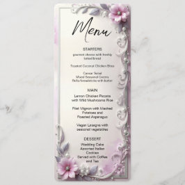 Pink Floral Frame Menu Menükarte