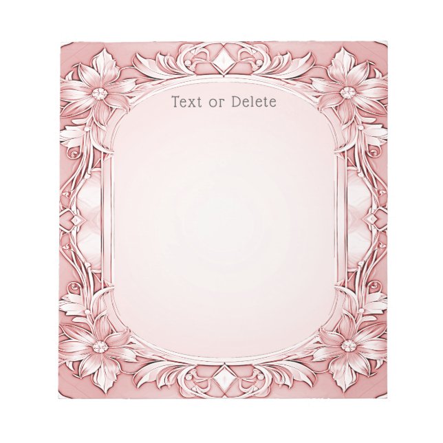 Pink Floral Frame Notepad Notizblock (Vorderseite)