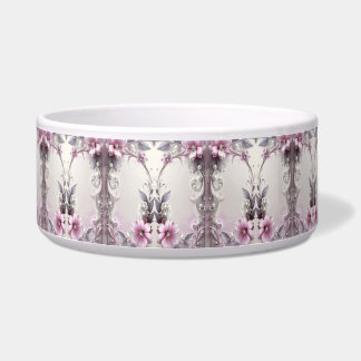 Pink Floral Frame Pet Bowl Napf
