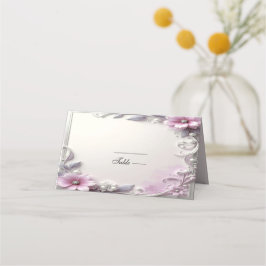 Pink Floral Frame Place Card Platzkarte