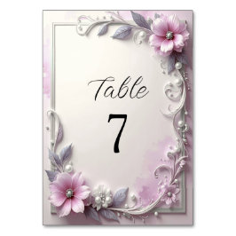 Pink Floral Frame Table Number Tischnummer