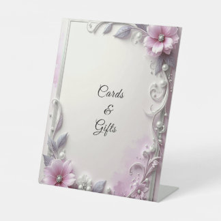 Pink Floral Frame Tabletop Signs Sockelschild