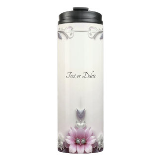 Pink Floral Frame Thermosbecher
