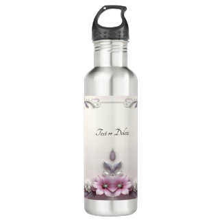 Pink Floral Frame Water Bottle Edelstahlflasche
