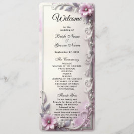 Pink Floral Frame Wedding  Programm