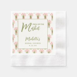 Pink Floral Fresh Off The Market Bridal Shower Serviette