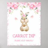 Pink Floral Furry Bunny First Birthday Party Unter