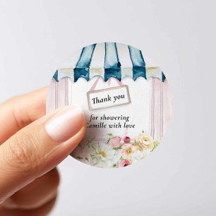 Pink Floral Garden Brautparty Vielen Dank Runder Aufkleber